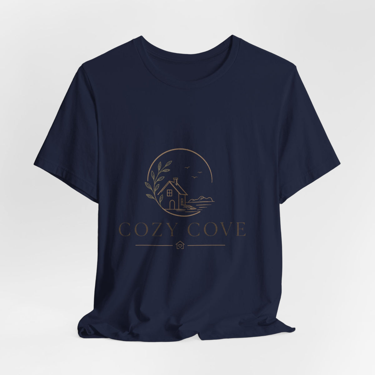 Cozy Cove Tee — Minimal Cabin Logo Short Sleeve Shirt