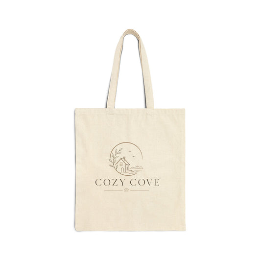 Cozy Cove Canvas Tote Bag - Minimal Cottage Logo Eco Shopper